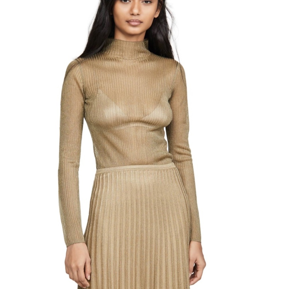 Metallic Ribbed Mock Neck Sweater - Picture 2 of 2